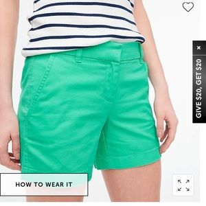 J. Crew Green Chino Shorts